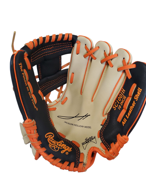 Vist Large View of Product Image Which is Used Rawlings SURE CATCH HOLLIDAY BB/SB Glove RH Throw Tan 10"