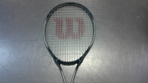 Vist Large View of Product Image Which is Used Wilson TITANIUM Adult Tennis Racquet Navy Blue 4 5/8"