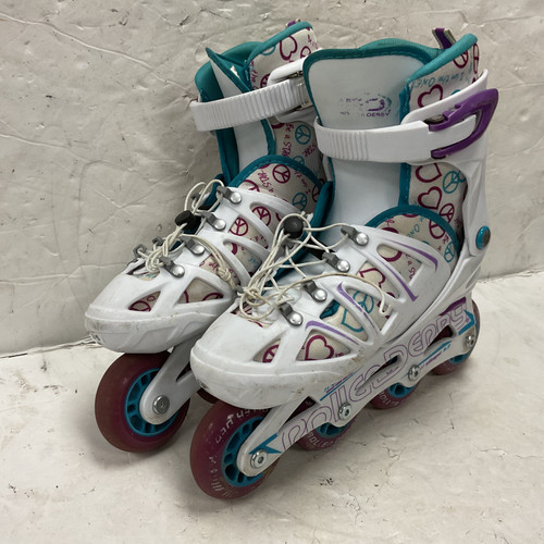 Vist Large View of Product Image Which is Used RollerDerby STINGER 5.2 ADJ 2-5 Junior Rec Fitness Skates White Adjustable