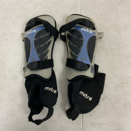 Vist Large View of Product Image Which is Used Mitre Soccer Shin Guards Junior Royal Blue Junior