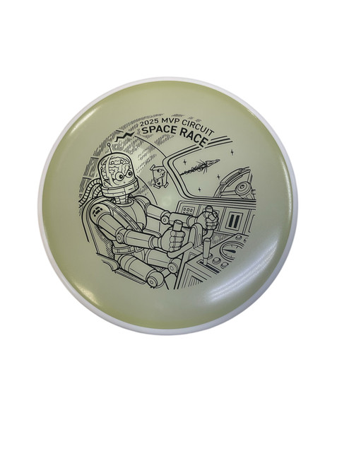 Vist Large View of Product Image Which is Used MVP ECLIPSE ATOM 2025 SPACE RACE Disc Golf Putter White 174g