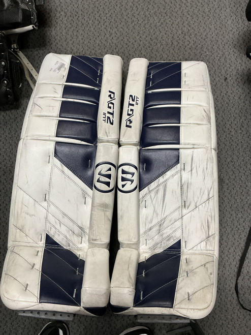 Vist Large View of Product Image Which is Used Warrior R/GT2 Goalie Leg Pads Inter White 32"