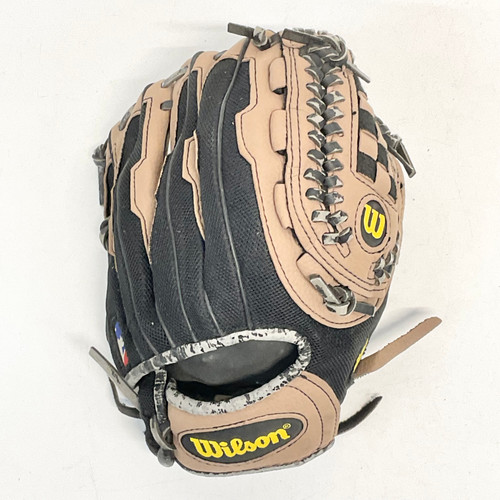 Vist Large View of Product Image Which is Used Wilson BB/SB Glove RH Throw Brown And Black 10 3/4"