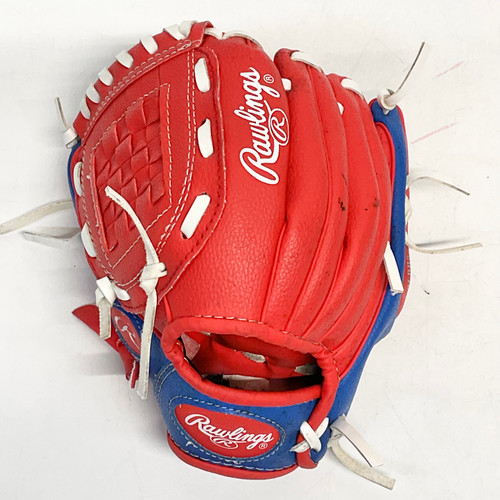 Vist Large View of Product Image Which is Used Rawlings PL91SR BB/SB Glove T-ball White/Red/Navy 9"