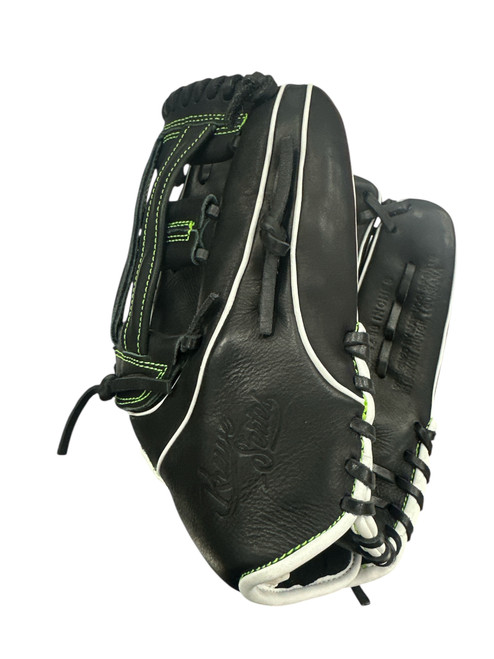 Vist Large View of Product Image Which is Used Marucci KREWE BB/SB Glove RH Throw Black 12"