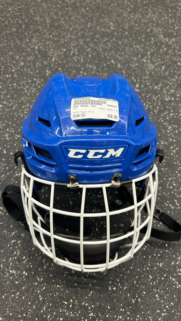 Vist Large View of Product Image Which is Used CCM TACKS 710 Helmet Cage Combo Royal Blue LG