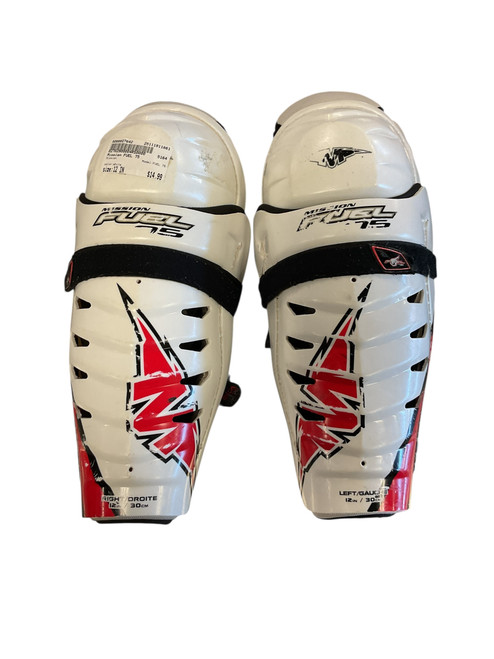 Vist Large View of Product Image Which is Used Mission FUEL 75 Senior Shin Guards White 12"