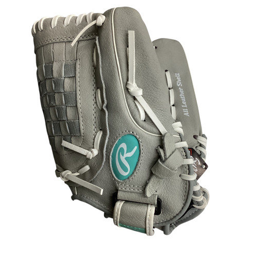 Vist Large View of Product Image Which is Used Rawlings SURE CATCH SCSB1105M RHT RH Throw Fastpitch Gloves Grey 11"
