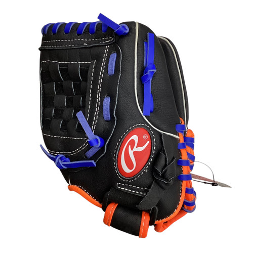 Vist Large View of Product Image Which is Used Rawlings SURE CATCH SC100JD BB/SB Glove RH Throw Black 10"