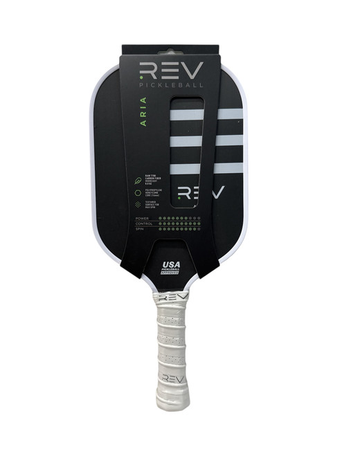 Vist Large View of Product Image Which is New Rev Aria 16mmPickleball Paddle - Black and White