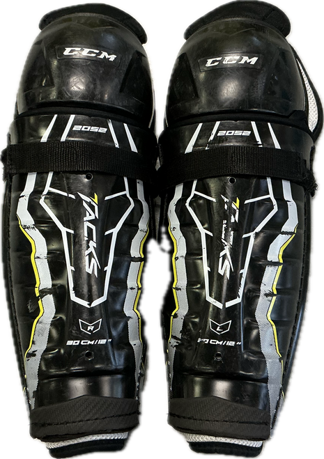 Vist Large View of Product Image Which is Used CCM TACKS 2052 Intermediate Shin Guards Black 12"