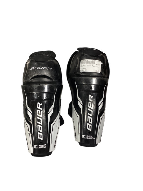 Vist Large View of Product Image Which is Used Bauer LEGACY Youth Shin Guards Black 8"