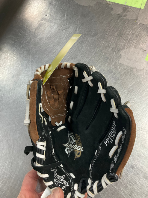 Vist Large View of Product Image Which is Used Rawlings PP100DP 10 INCH GLOVE BB/SB Glove RH Throw Black 10"