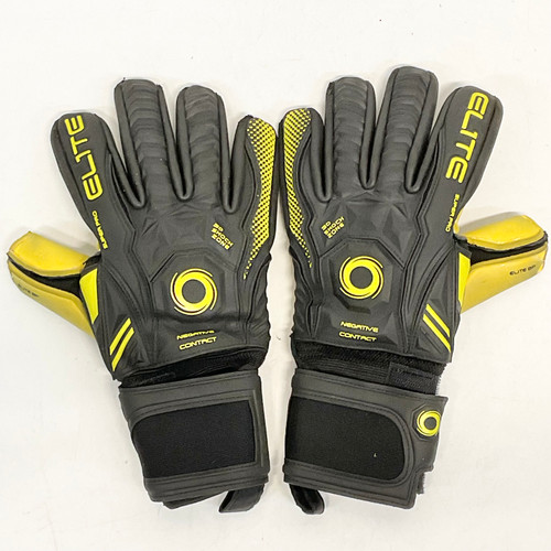 Vist Large View of Product Image Which is Used Elite SUPER PRO Soccer Goalie Gloves Black 8