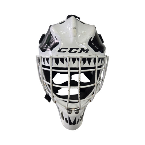 Vist Large View of Product Image Which is Used CCM 7000 JR HELMET Junior Goalie Helmet/Mask White One Size