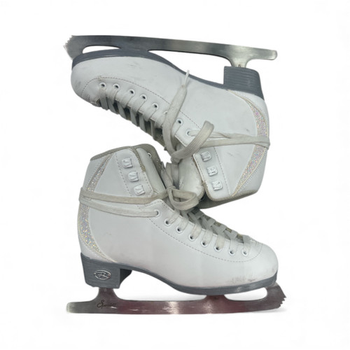 Vist Large View of Product Image Which is Used Riedell SPARKLE SNOW Girls Figure Skate White Junior 04