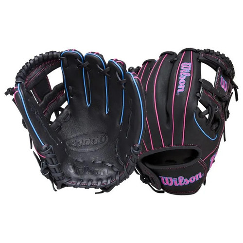 Vist Large View of Product Image Which is New WILSON A1000 DP15 11.5" BLACK/PINK/BLUE