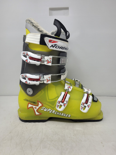 Vist Large View of Product Image Which is Used Nordica SUPERCHARER Mens DH Ski Boot Yellow 235 MP - J05.5 - W06.5