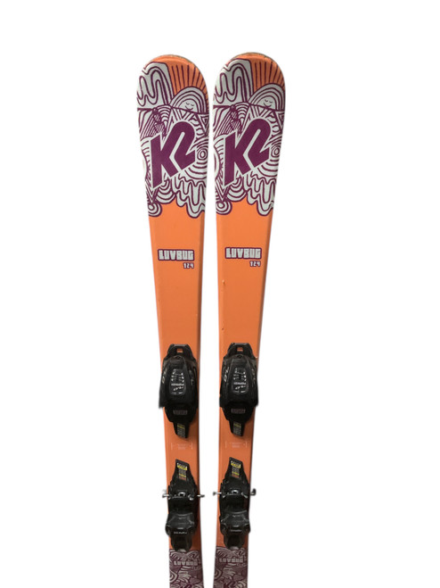 Vist Large View of Product Image Which is Used K2 LUV BUG Girls DH Ski/Binding Maroon 124 cm