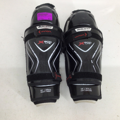 Vist Large View of Product Image Which is Used Bauer VAPOR X800 LITE 13 IN JR SHINGUARDS Junior Shin Guards Black 13"