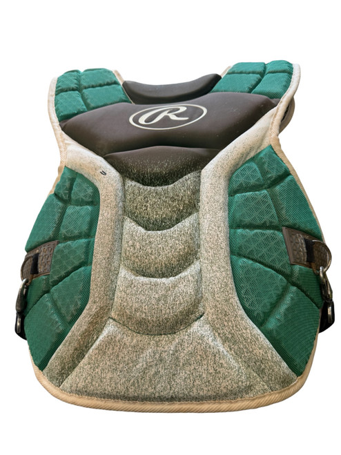 Vist Large View of Product Image Which is Used Rawlings MACH Catchers Chest Protector Green Adult