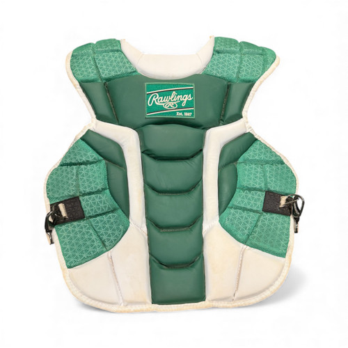Vist Large View of Product Image Which is Used Rawlings MACH Catchers Chest Protector Green Adult