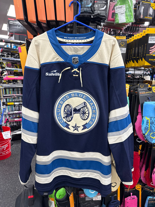 Vist Large View of Product Image Which is New Adidas Blue Jackets Cannon Alternate Jersey Size 52