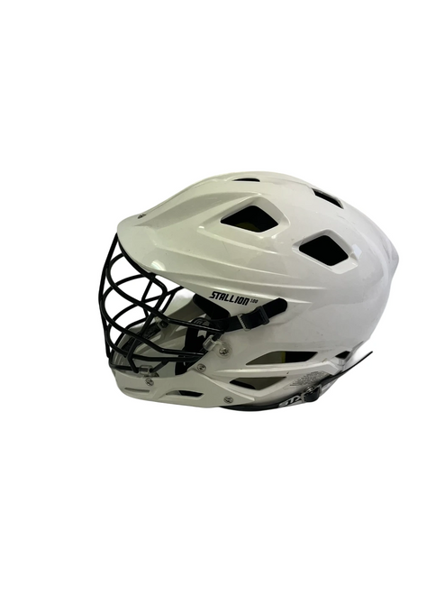 Vist Large View of Product Image Which is Used STX Stallion 100 M/L White Lacrosse Helmet