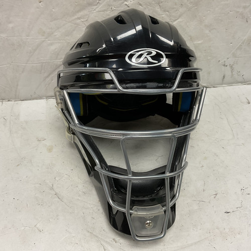 Vist Large View of Product Image Which is Used Rawlings CHMACH-SR-REVA Catchers Helmet w/Mask Black One Size