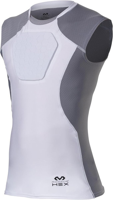 New McDavid Adult Small White/Grey Heartguard Sternum Shirt  11692-MCD7610020732T
