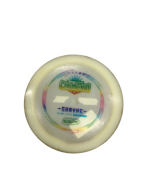 Vist Large View of Product Image Which is Used Innova CHAMPION SHRYKE GLOW Disc Golf Driver White