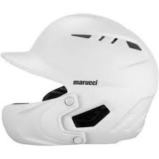 Vist Large View of Product Image Which is New MARUCCI DURAVENT BAT HELMET W/JAW WHITE JR