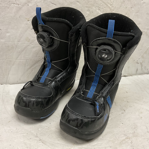 Vist Large View of Product Image Which is Used K2 MINI TURBO BOA Boys Snowboard Boots Black And Navy Blue Junior 01