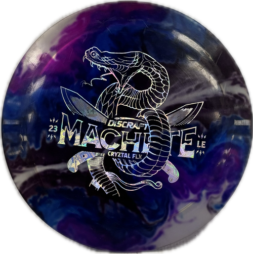 Vist Large View of Product Image Which is Used Discraft MACHETE CRYZTAL FLX Disc Golf Mid Range Purple