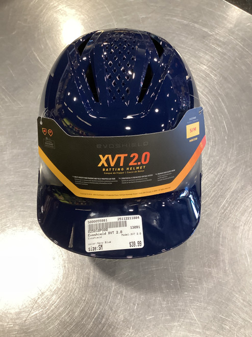 Vist Large View of Product Image Which is Used Evoshield XVT 2.0 Batting Helmet No Mask Navy Blue SM
