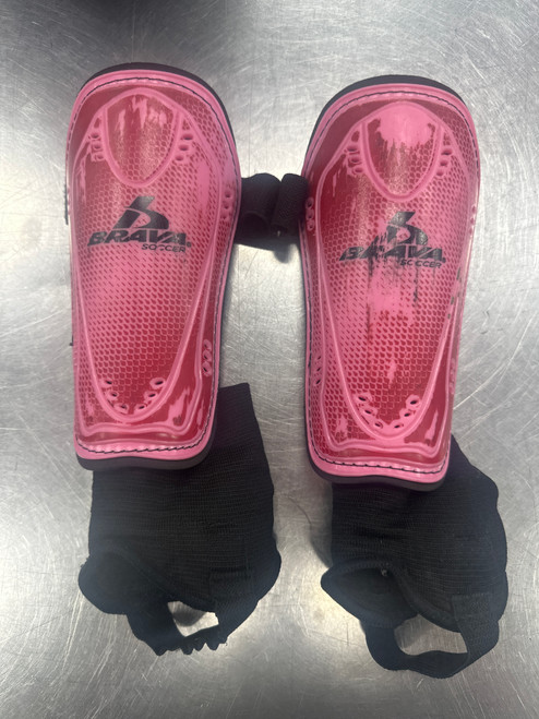 Vist Large View of Product Image Which is Used Brava Soccer Shin Guards Junior Pink SM