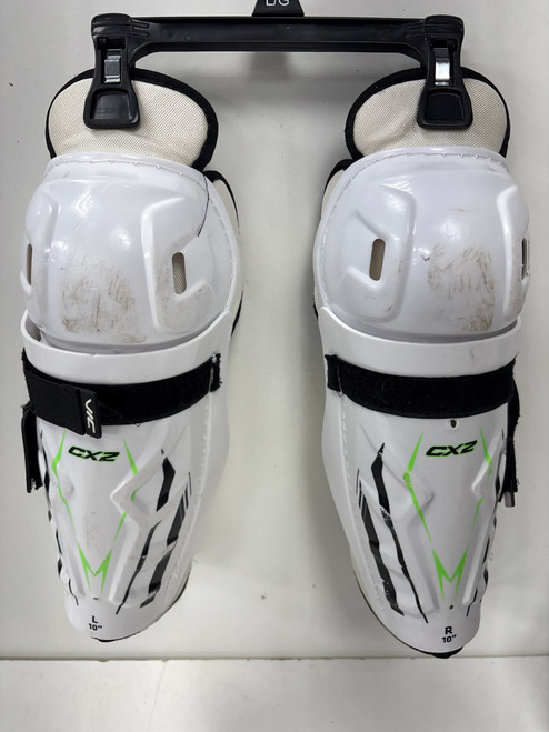 Vist Large View of Product Image Which is Used Vic CX2 Youth Shin Guards White 10"