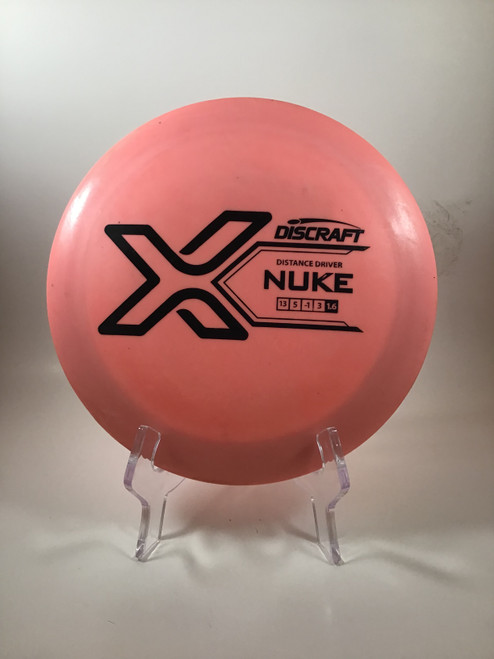 Vist Large View of Product Image Which is Used Discraft X NUKE Disc Golf Driver Pink 171g