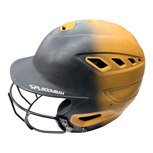 Vist Large View of Product Image Which is Used BoomBah BBH2-JR Batting Helmet w/Mask Black And Gold XS/S