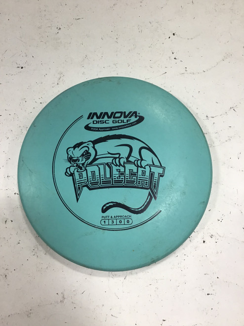 Vist Large View of Product Image Which is Used Innova DX POLECAT Disc Golf Putter Turquoise 169g