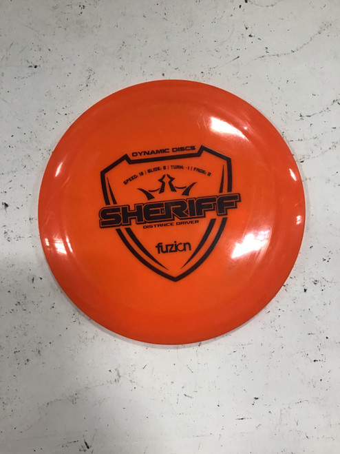 Vist Large View of Product Image Which is Used Dynamic Discs FUZION SHERIFF Disc Golf Driver Orange 171g