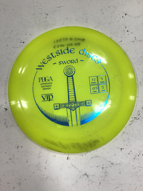 Vist Large View of Product Image Which is Used Westside VIP SWORD Disc Golf Driver Yellow 174g