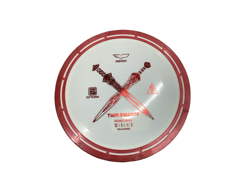 Vist Large View of Product Image Which is Used YIKIN DISCS TWIN SWORDS Disc Golf Driver White