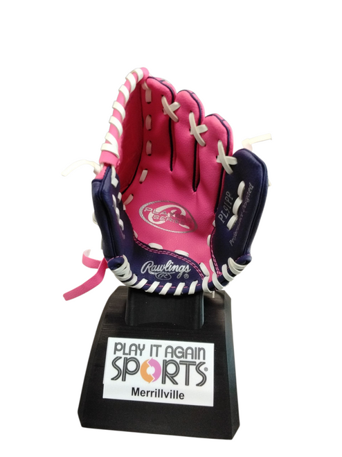 Vist Large View of Product Image Which is Used Rawlings PL91PP BB/SB Glove T-ball Pink 9"