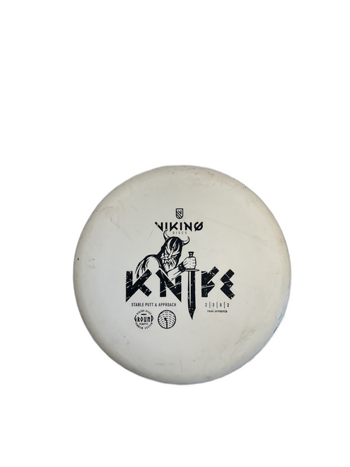 Vist Large View of Product Image Which is Used VIKING KNIFE PUTTER Disc Golf Putter White