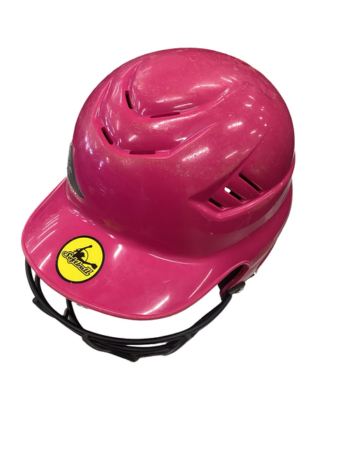 Vist Large View of Product Image Which is Used Rawlings SOFTBALL Batting Helmet w/Mask Pink MD