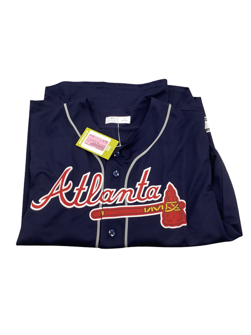 Vist Large View of Product Image Which is Used BRAVES ACUNA JR BB/SB Jersey Navy Blue 2X