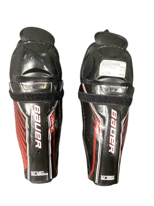 Vist Large View of Product Image Which is Used Bauer NSX Youth Shin Guards Black 10"