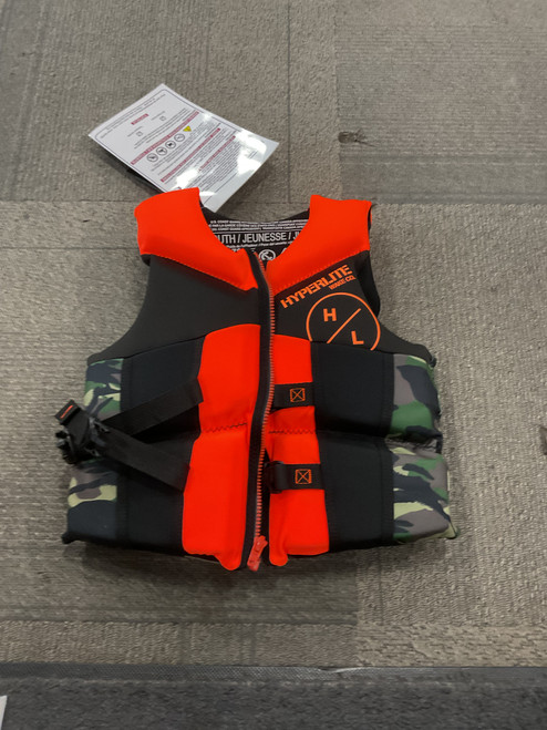 Vist Large View of Product Image Which is Used Hyperlite LIFE JACKET Youth PFD Orange Youth 50-90