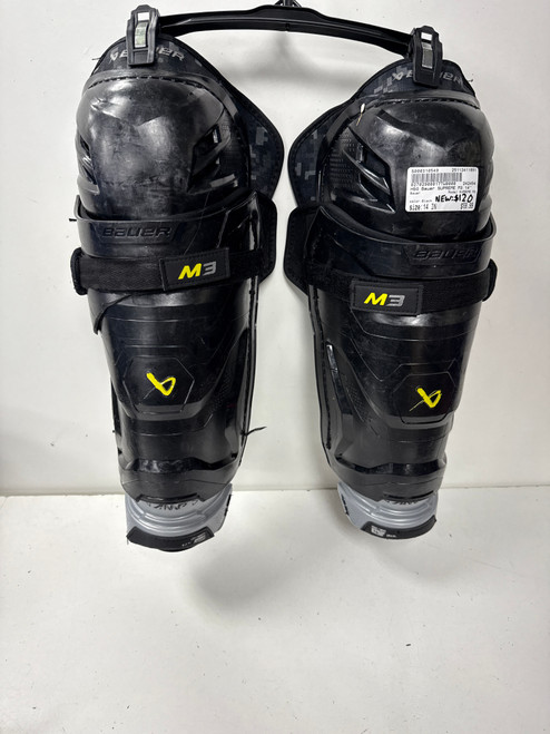 Vist Large View of Product Image Which is Used Bauer SUPREME M3 Intermediate Shin Guards Black 14"